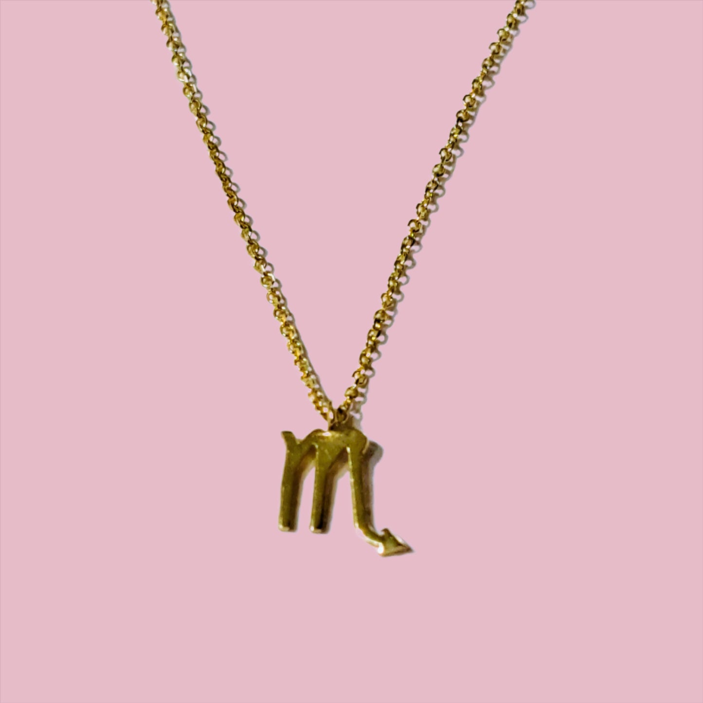 14K Gold necklace with scorpio zodiac symbol