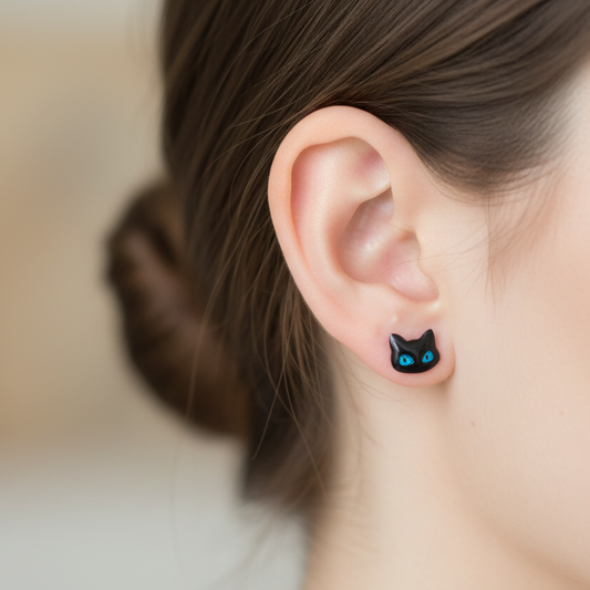 Sterling silver earrings- black cuts - Katerina Roukouna