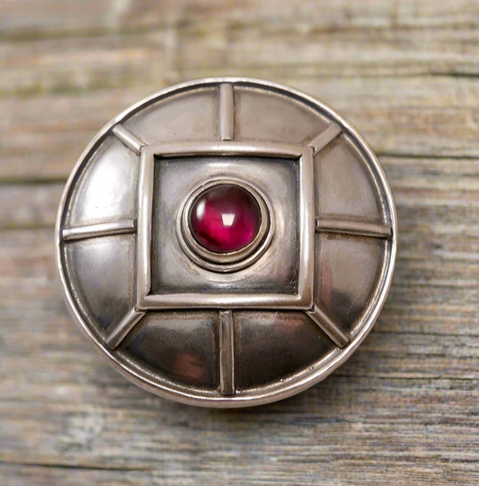 Round serling silver brooch- shield