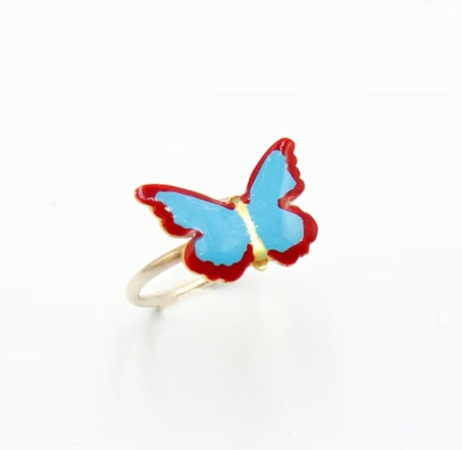 Butterfly blue red ring