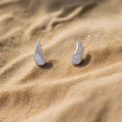 Tiny mussels sterling silver stud earrings