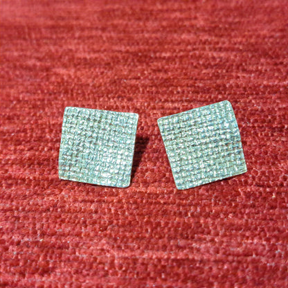 Sterling silver wave square earrings