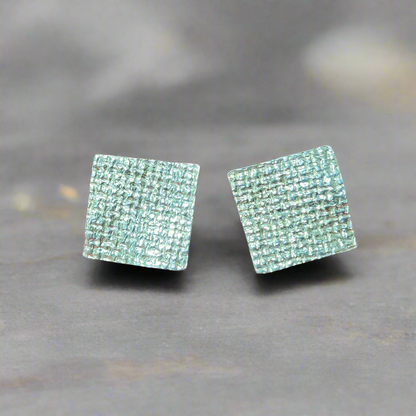 Sterling silver wave square earrings