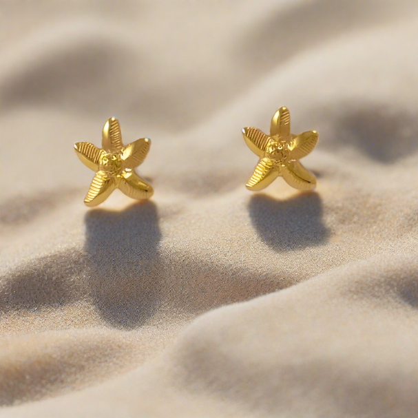 Starfish stud gold plated sterling silver earrings