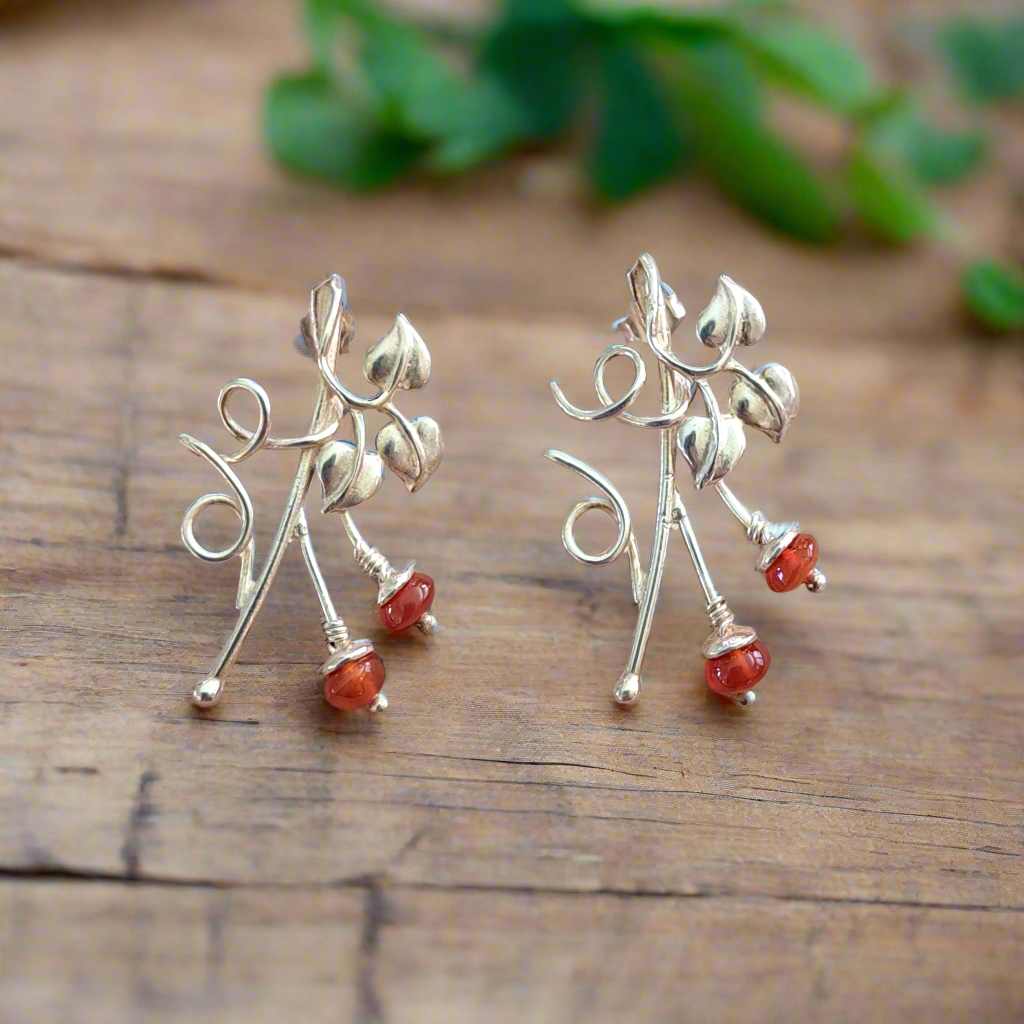 Ivy sterling silver earrings with cornelians