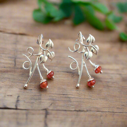 Ivy sterling silver earrings with cornelians