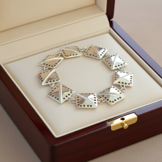 Handmade sterling silver bracelet with squares
