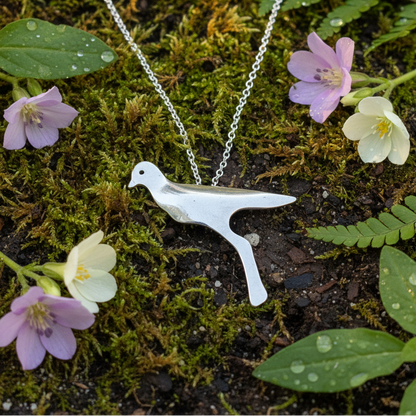 Sterling silver necklace with a bird. - Katerina Roukouna