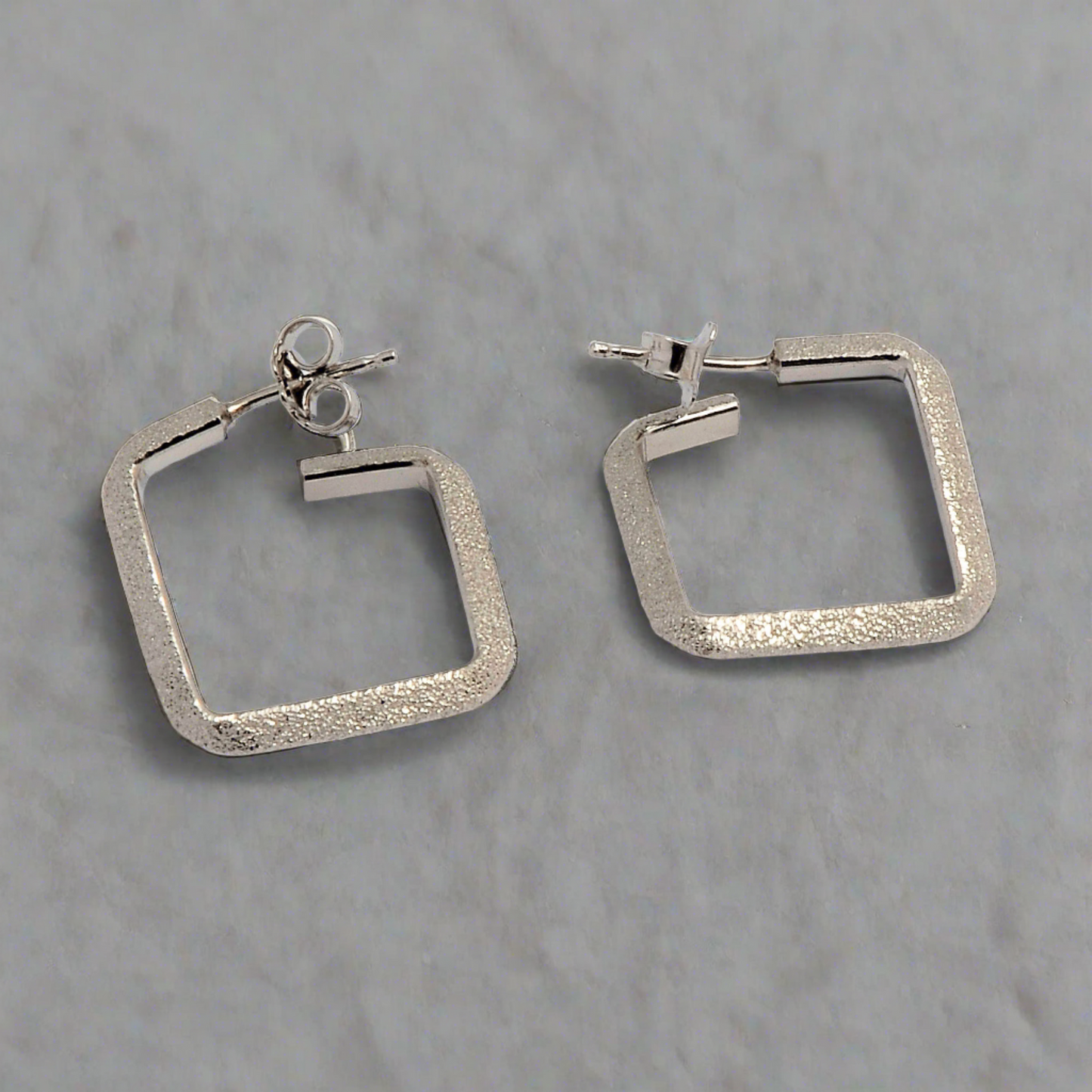 Square sterling silver hoops - Katerina Roukouna
