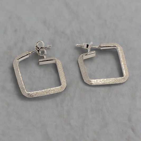 Square sterling silver hoops - Katerina Roukouna