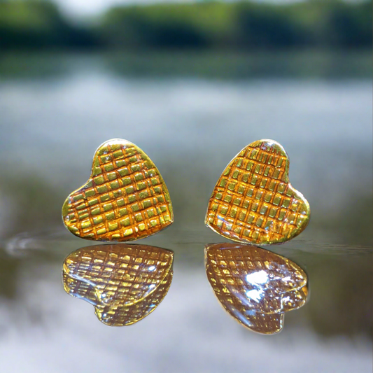 Sterling silver earrings- Golden hearts