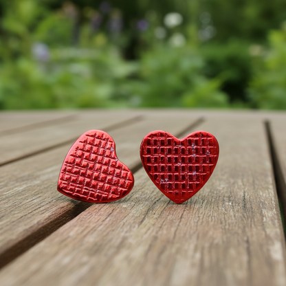 Sterling silver earrings- red hearts