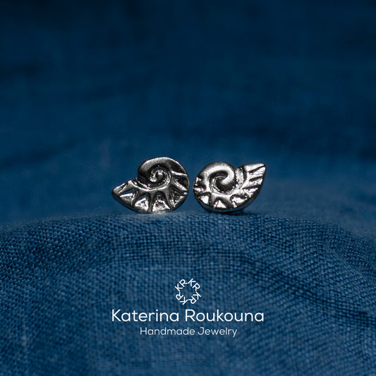 Tiny Nautilus Stud Earrings - Katerina Roukouna