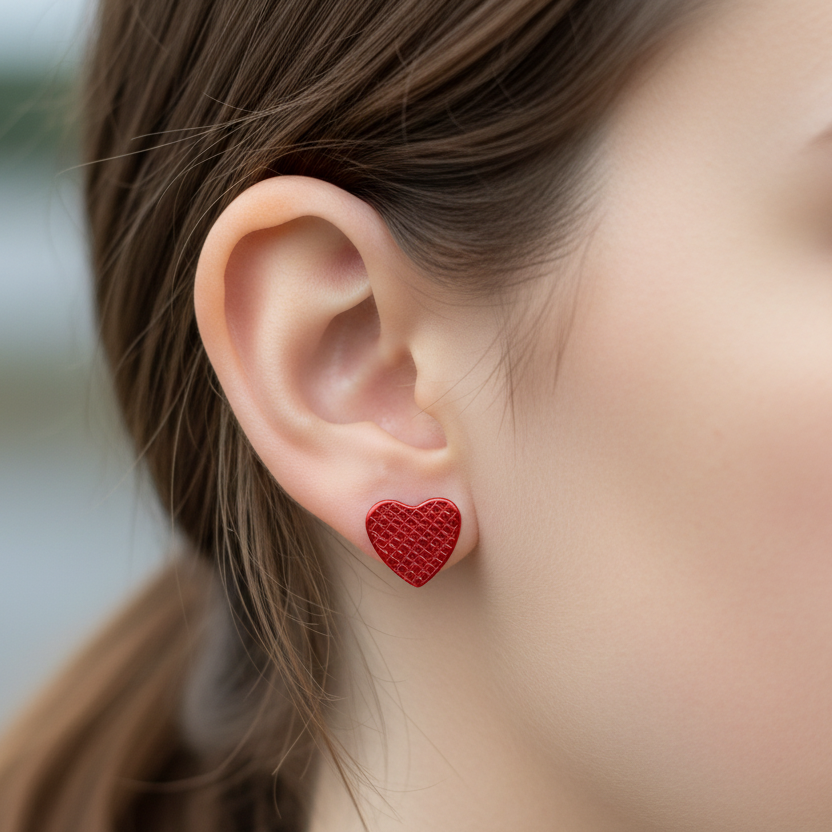 Sterling silver earrings- red hearts