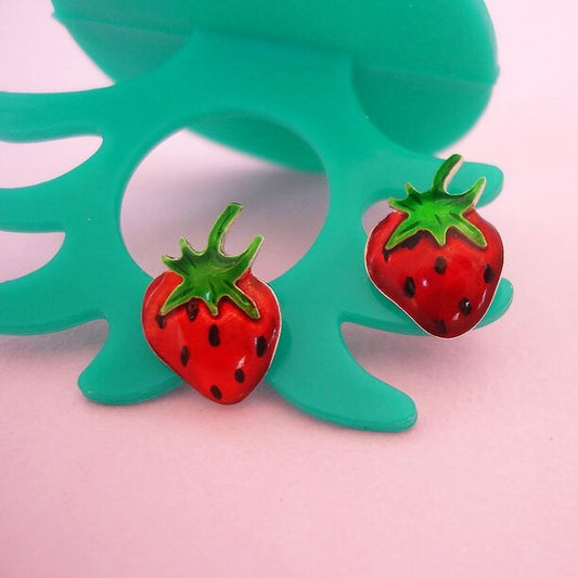 Ασημένια σκουλαρίκια με φράουλες
