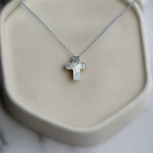 Tiny Silver Textured Cross