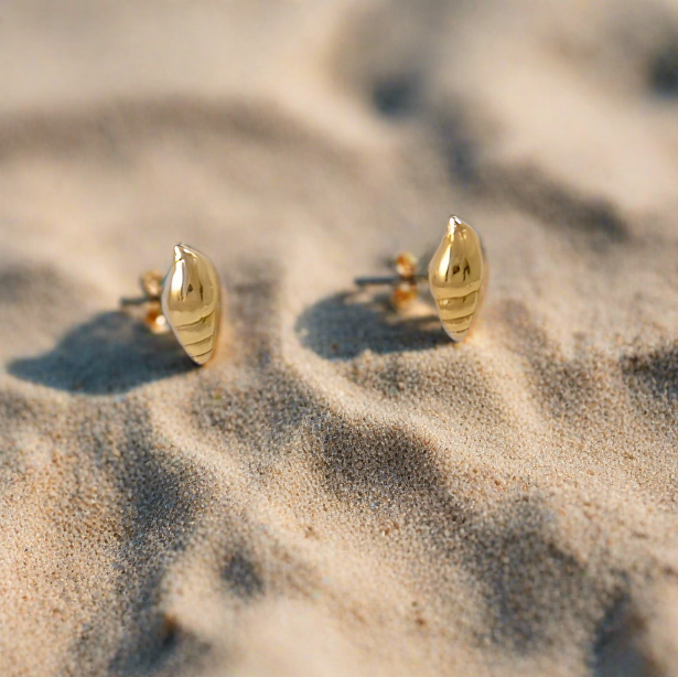 TIny sea shell gold plated sterling silver earrings