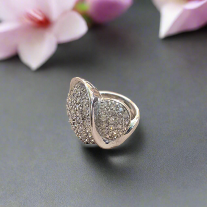 Heart sterling silver ring with zirkons