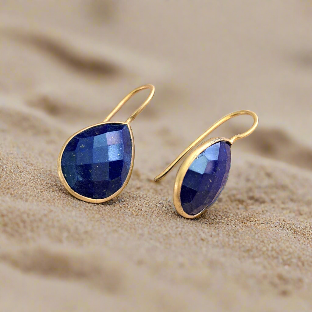 Gold plated sterling silver earrings with lapis lazouli