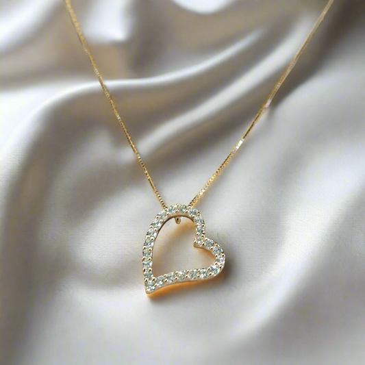 Heart 14K gold necklace with zirkons