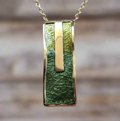 Handmade gold plated sterling silver green necklace