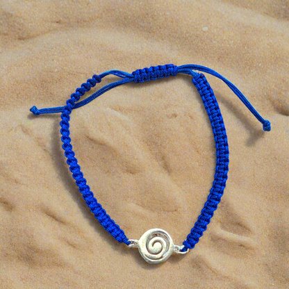 Spiral sterling silver macrame bracelet