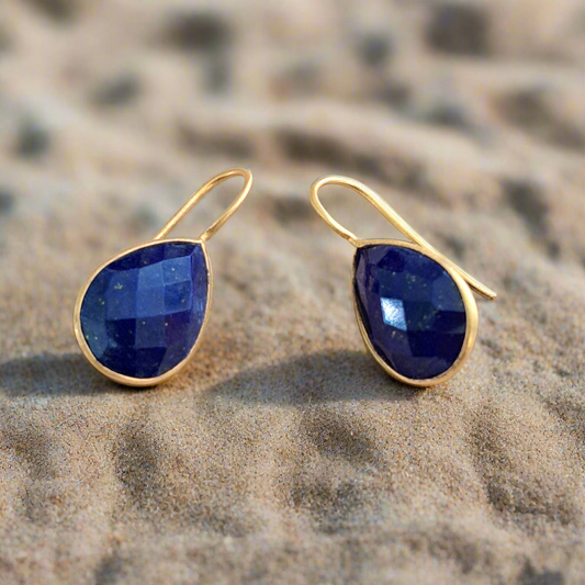 Gold plated sterling silver earrings with lapis lazouli