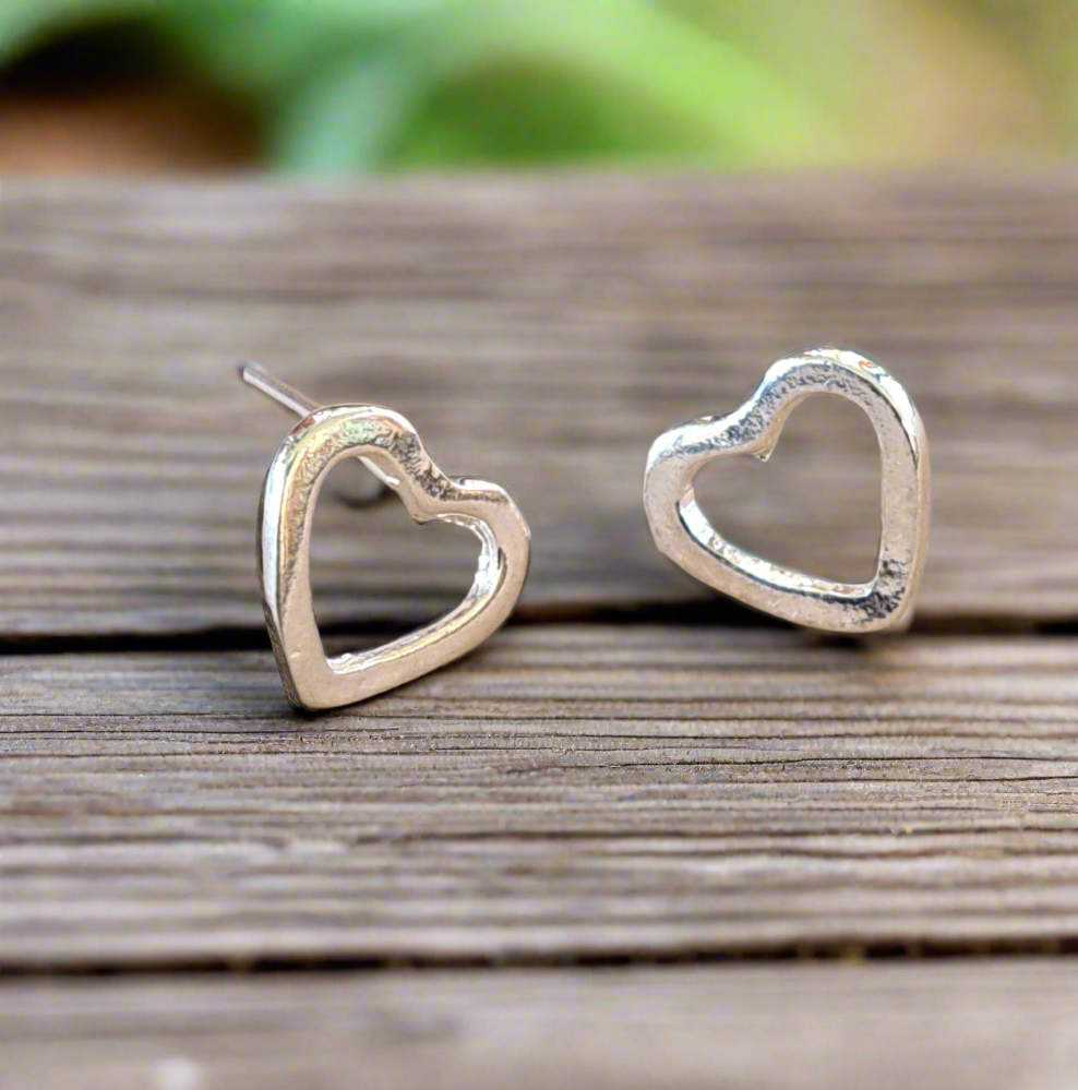 Hearts sterling silver stud earrings