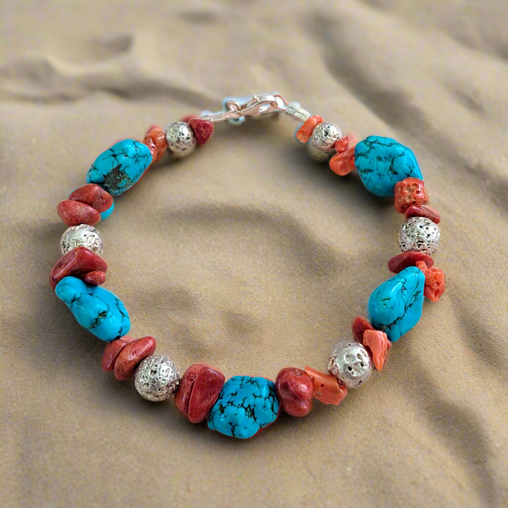 Multi color bracelet with sterling silver