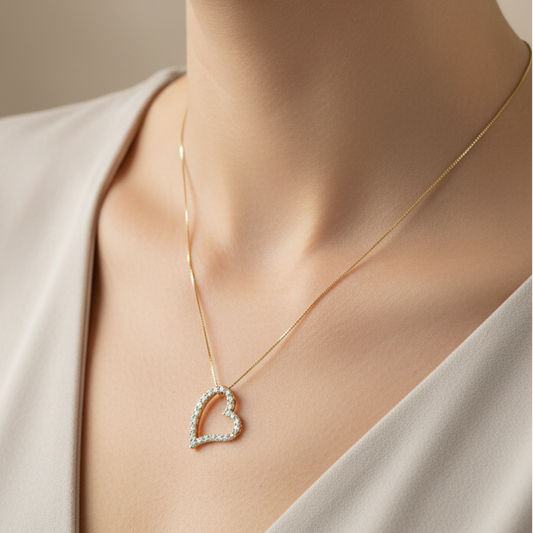 Heart 14K gold necklace with zirkons