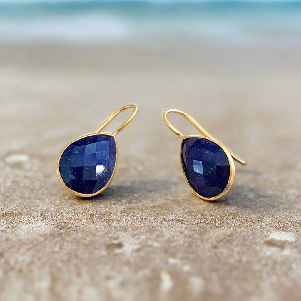 Gold plated sterling silver earrings with lapis lazouli