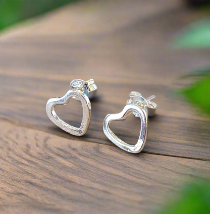 Hearts sterling silver stud earrings