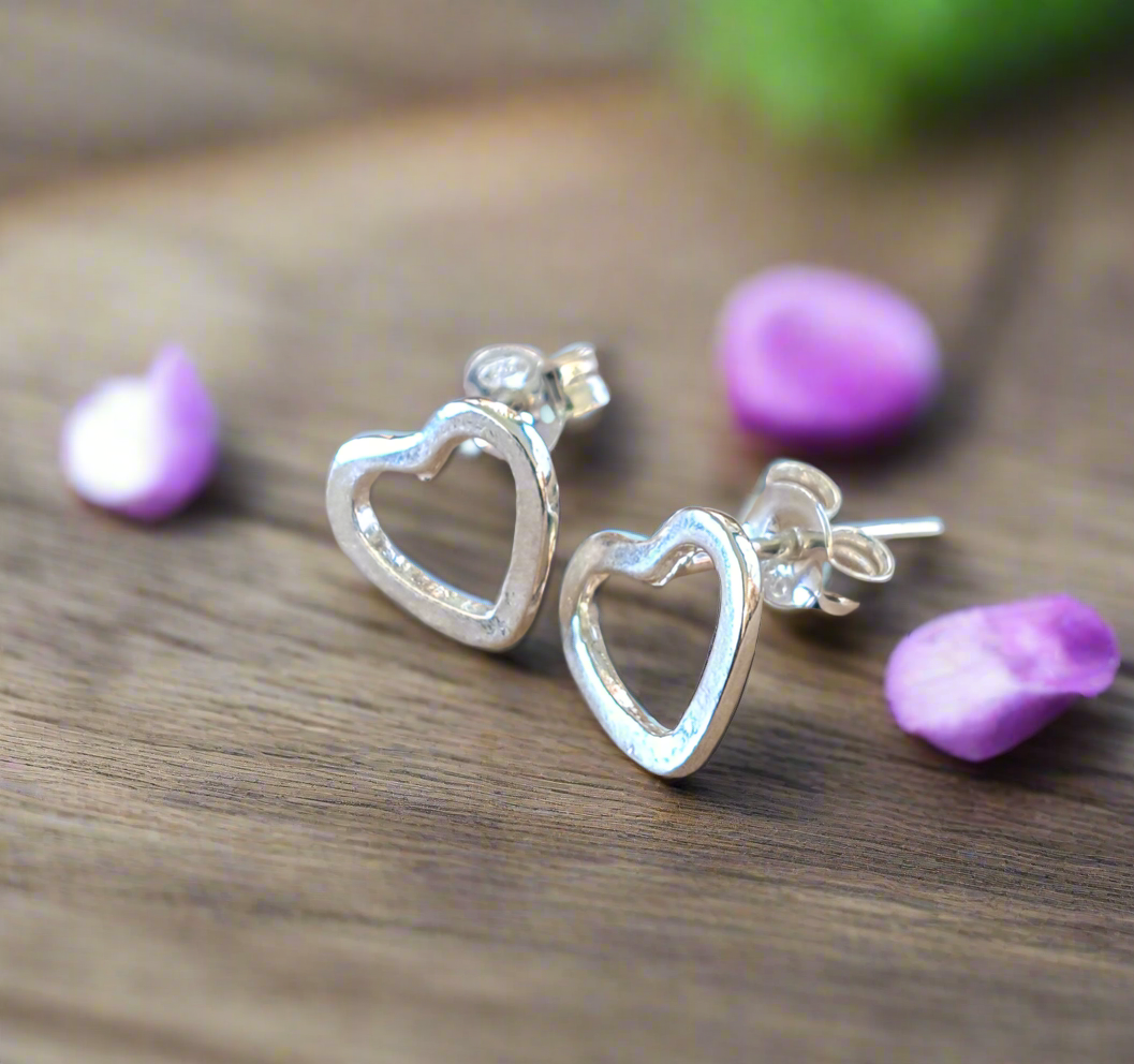 Hearts sterling silver stud earrings