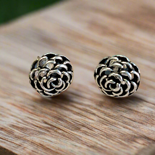 Sterling silver antique stud earrings