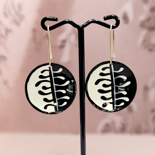 Black and white handmade earrings