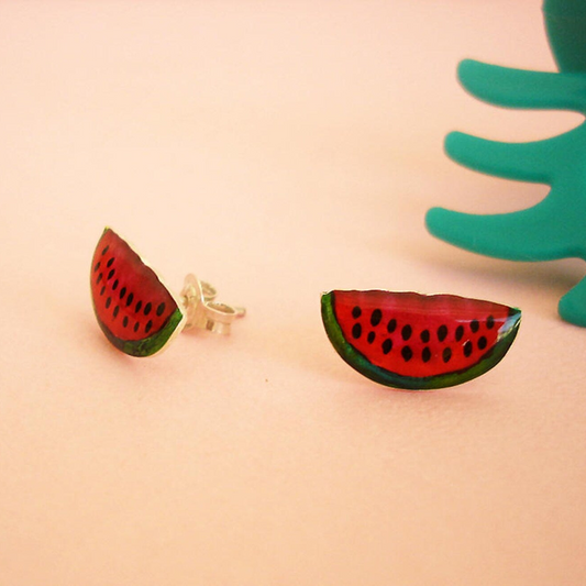 Watermelon  sterling silver stud eariings