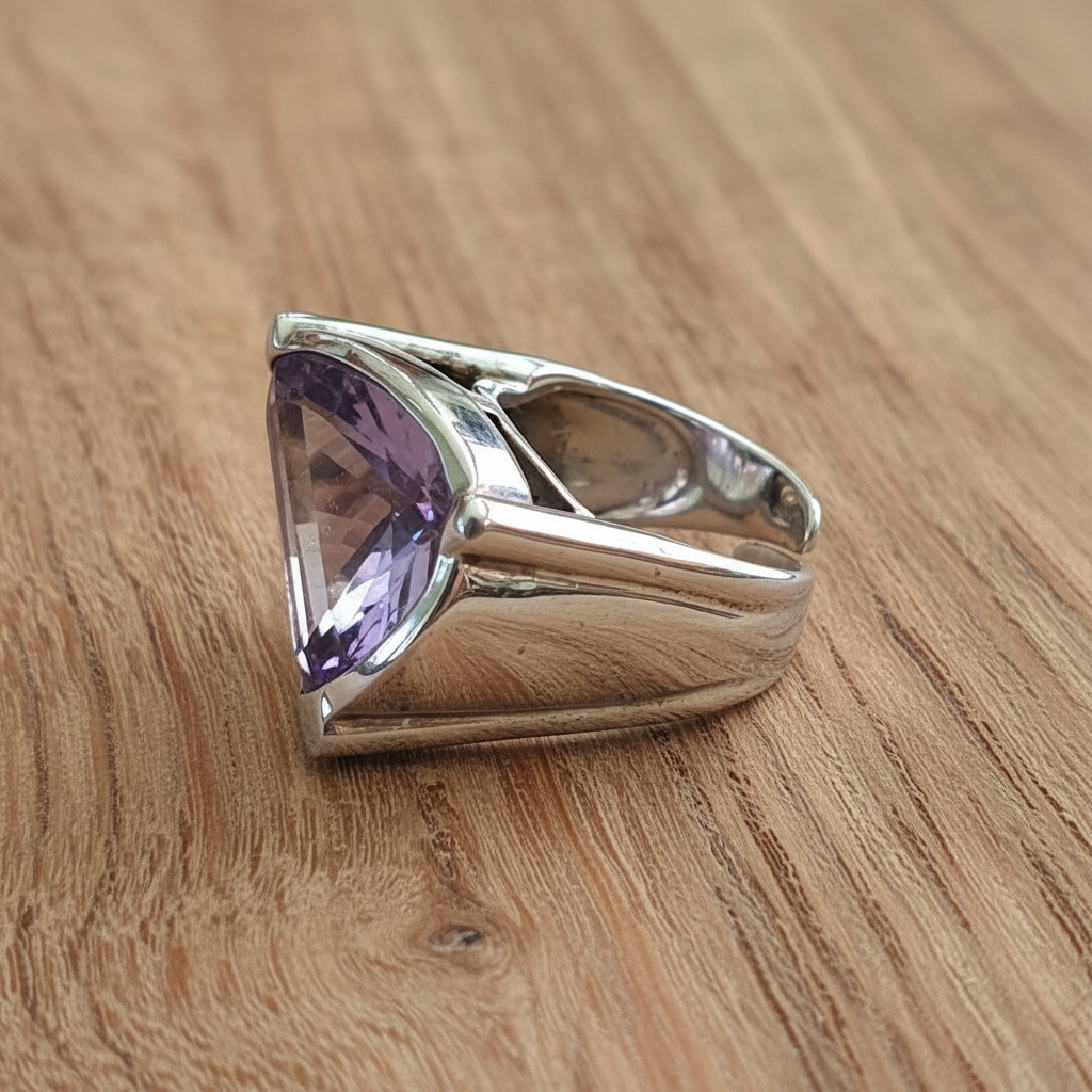 Amethyst  sterling silver ring - Katerina Roukouna