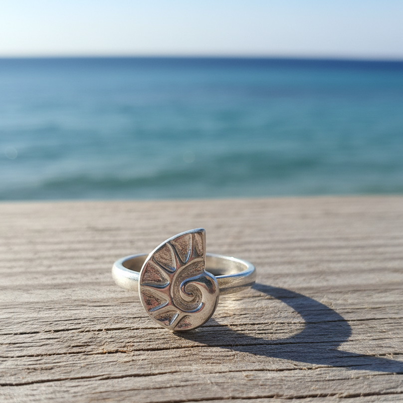 Nautilus sterling silver ring- - Katerina Roukouna