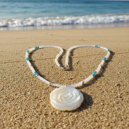 Necklace with agates, mother of pearl and sterling silver. - Katerina Roukouna