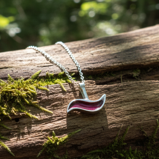 Red enamel pendant - Katerina Roukouna