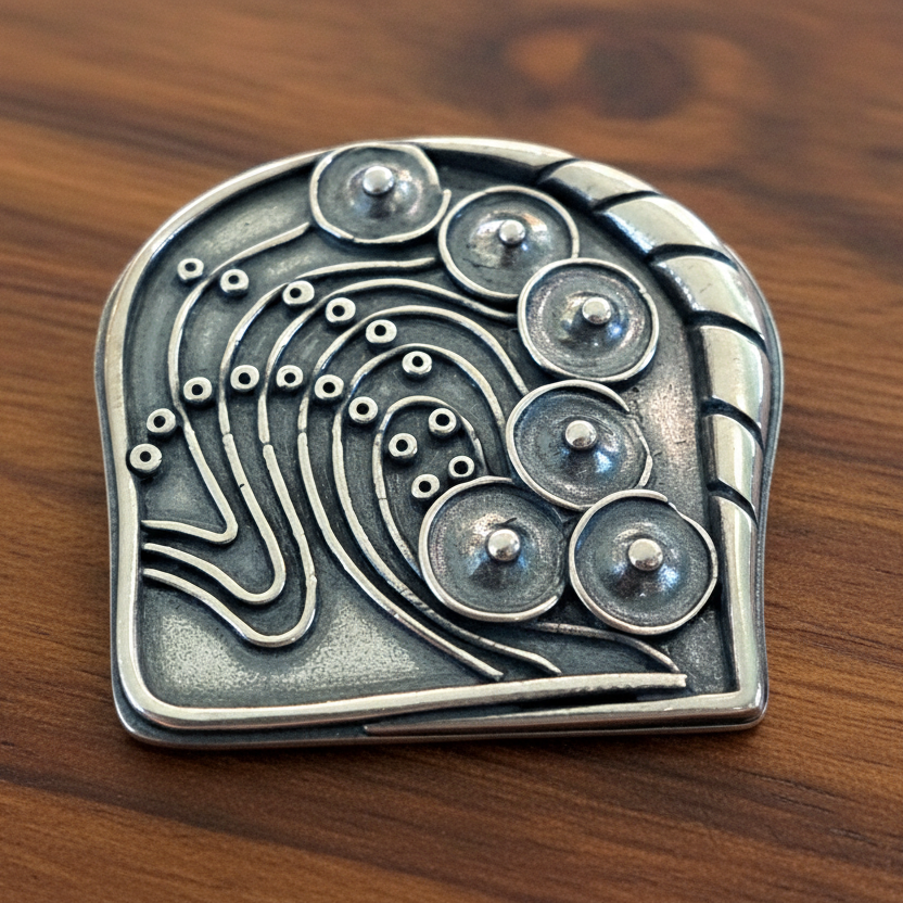 Vintage Art Nouveau sterling silver brooch - Katerina Roukouna