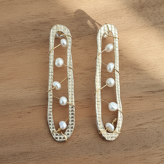 Handmade sterling silver earrings with pearls - Katerina Roukouna
