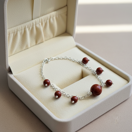 Handmade  sterling silver bracelet with jasper gems - Katerina Roukouna