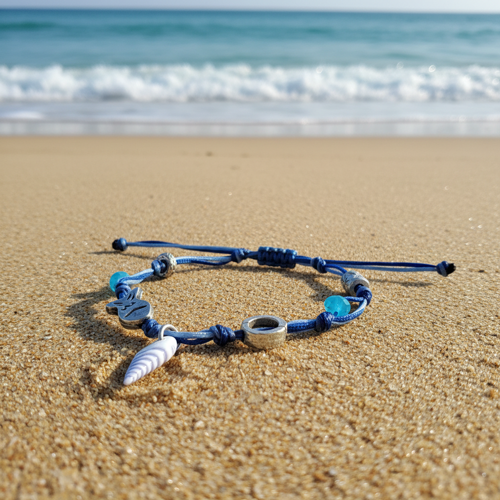 Handmade bracelet with fish and shell