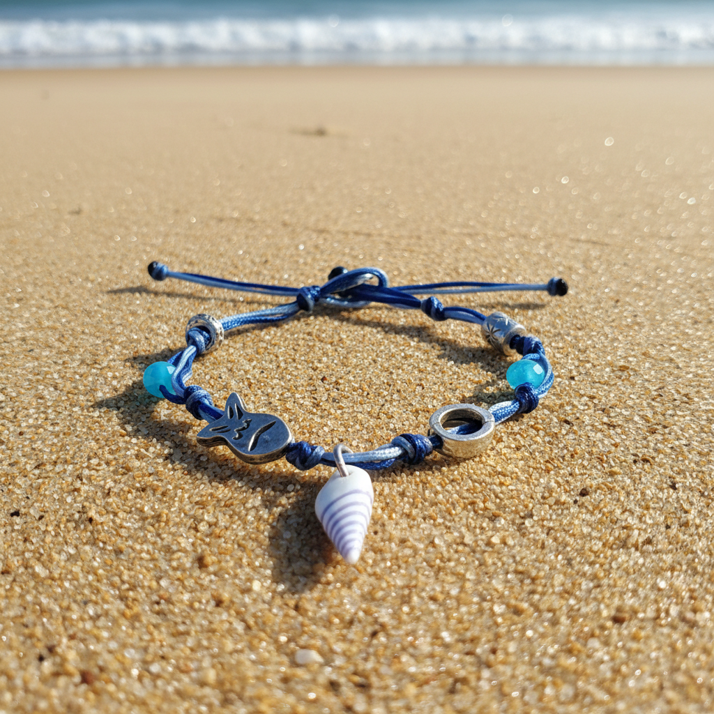 Handmade bracelet with fish and shell