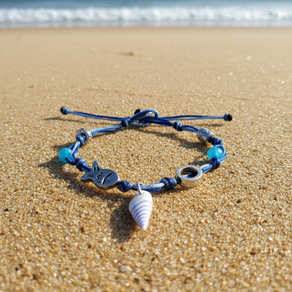 Handmade bracelet with fish and shell