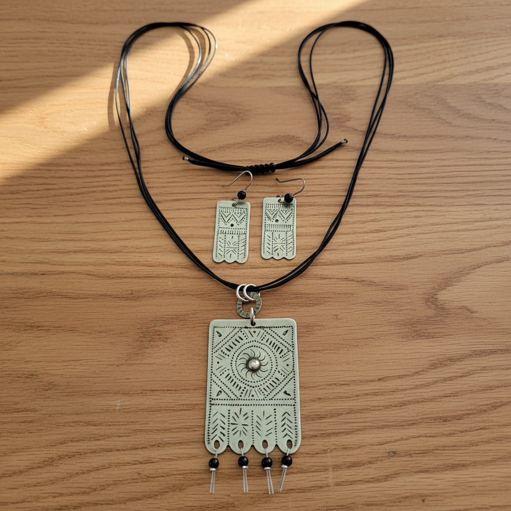 Handmade long  egraved necklace