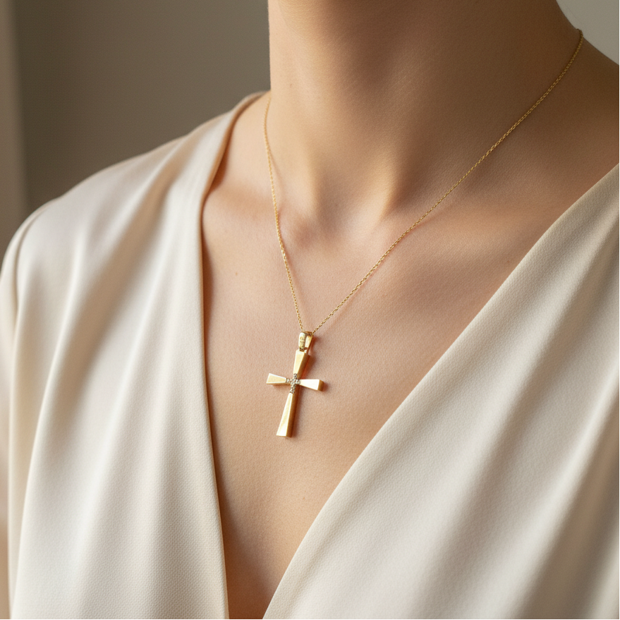 9K gold cross with zirkons (II)