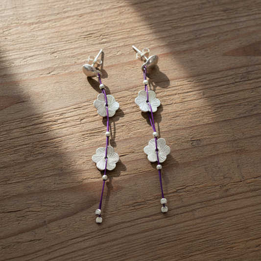 Flower earrings made by sterling silver - Katerina Roukouna