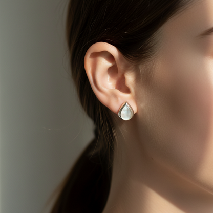 Drop sterling silver earrings with Mother of pearl - Katerina Roukouna